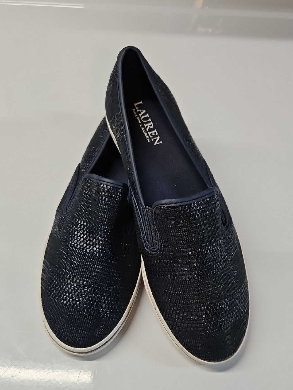 Lauren Ralph Lauren Navy Woven Slip-On Loafers Size 8.5